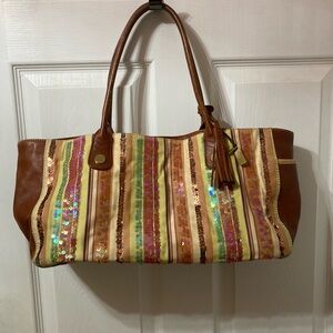 Sigrid Olsen Multicolor Striped Tote with Sequins
